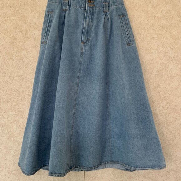 Styles To Go VTG Long Jean Skirt Size 10 Pleated, Pockets - Picture 1 of 12